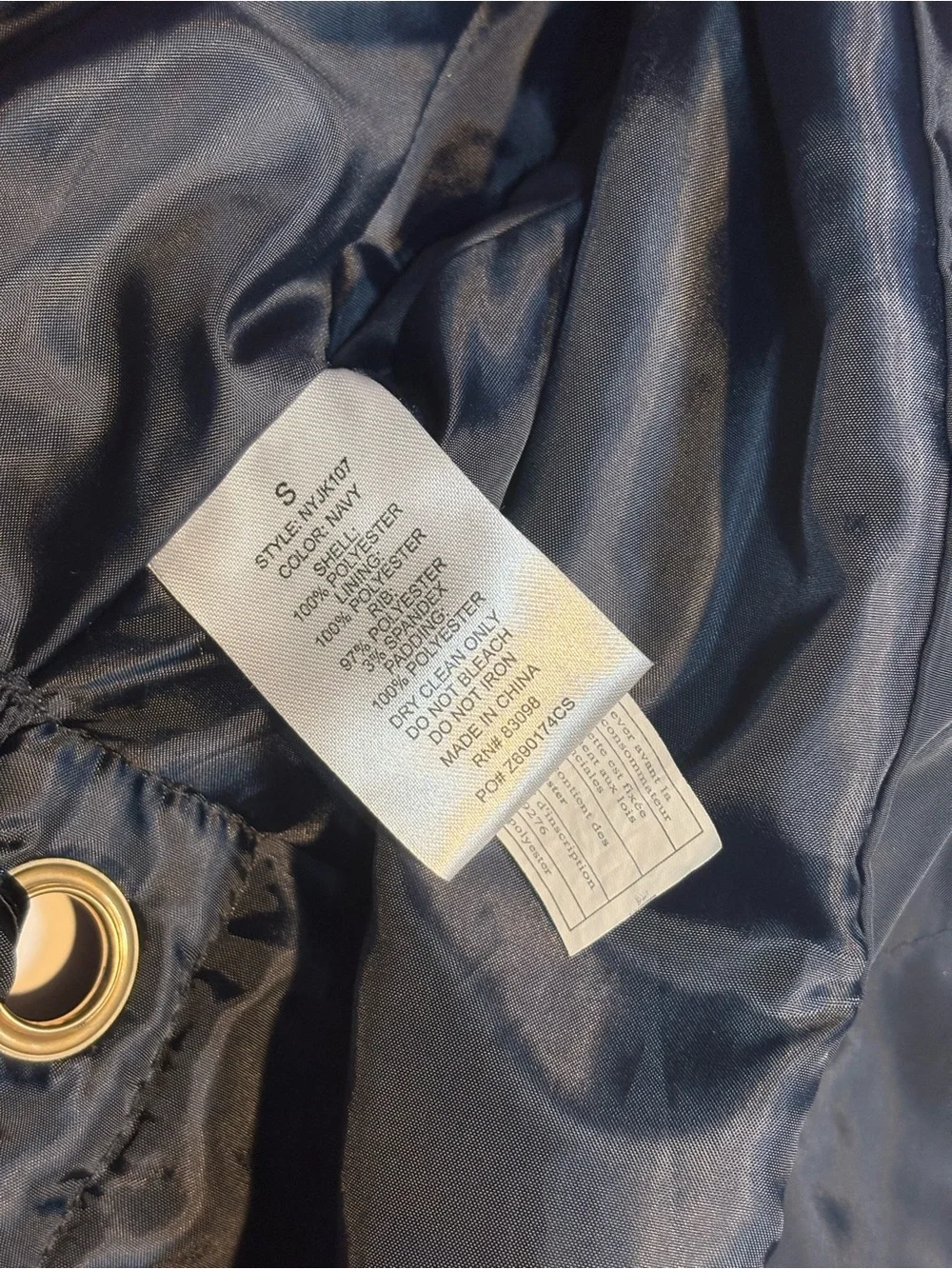 Ci Sono bomber jacket lace-up side design oversized metal grommets  blue small - Picture 10 of 10